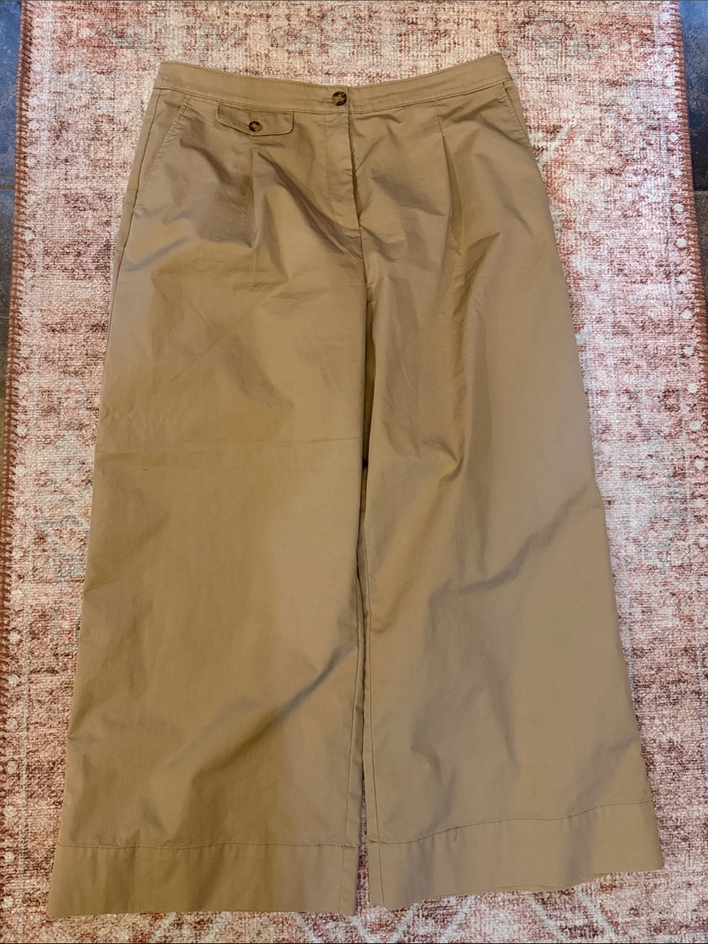 Wide Leg Khaki Trousers